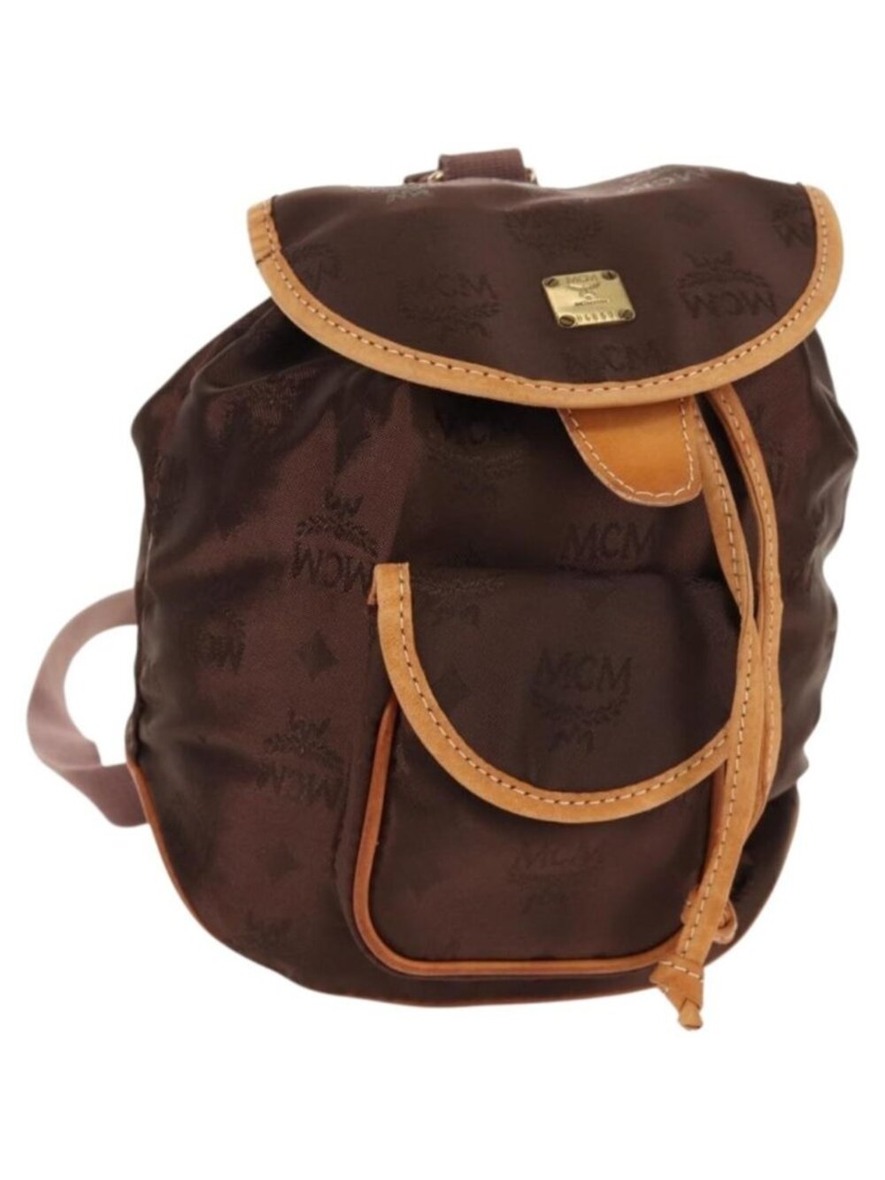MCM Logogram Vicetos Backpack Nylon Brown Gold
